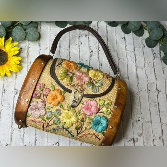 Vintage Hawaiian Monkey Pod Rafia Purse 50’s 60’s - Picture 2 of 12